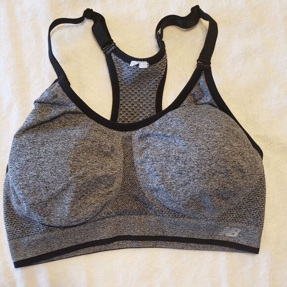 New Balance Grey with Black piped trim Exercise Bra lined size S - Picture 1 of 3